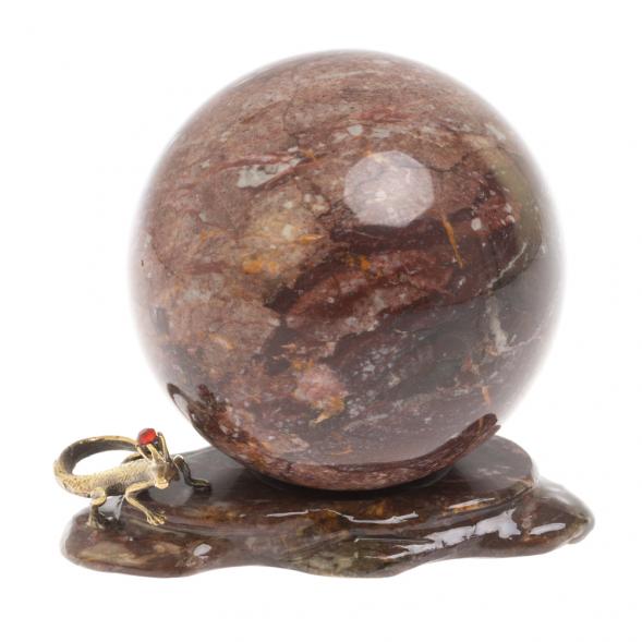 Композиция &amp;quot;Ящерица на скале&amp;quot; с шаром из креноида 8 см 126885