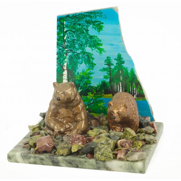 Сувенир &amp;quot;Медведи&amp;quot; змеевик самоцветы 118647