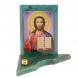 Икона с подсвечником Спаситель малая из змеевика 9,5х9,5х10 см 118822