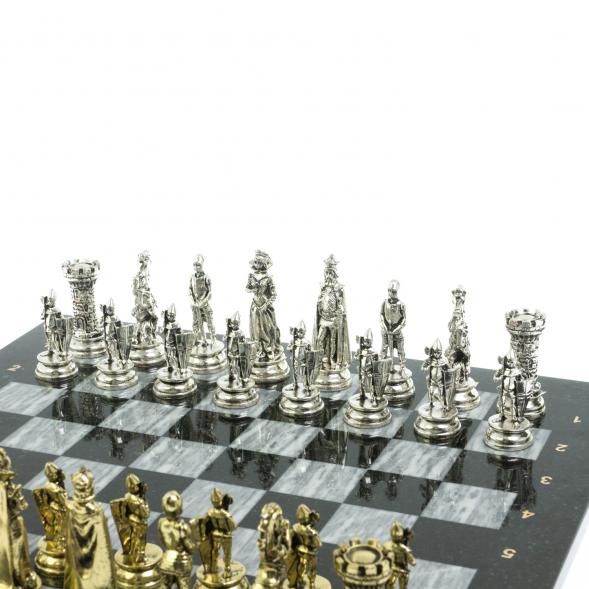 Шахматы &amp;quot;Средневековые рыцари&amp;quot; доска серый мрамор 44х44 см 128461