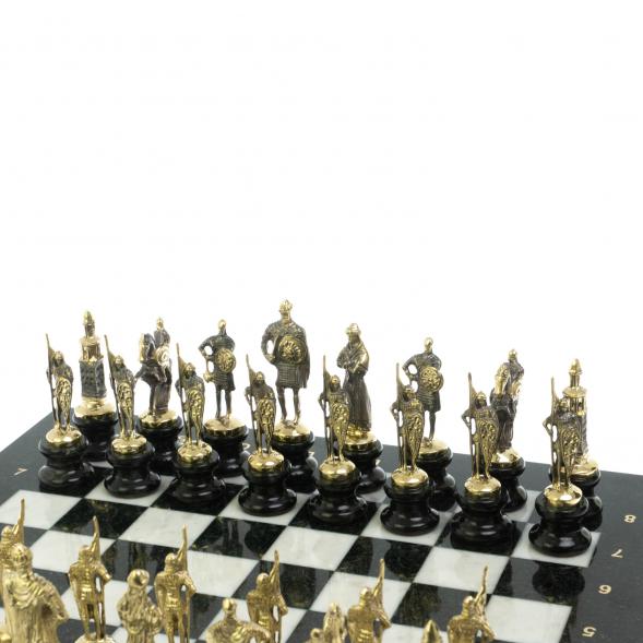 Шахматы &amp;quot;Русские&amp;quot; на подставках 44х44 см мрамор / змеевик литье бронза 128605