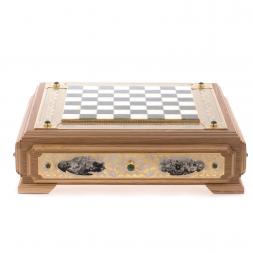 Шахматы ларец &amp;quot;Баталия&amp;quot; камень нефрит мрамор Златоуст