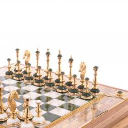 Шахматы ларец &amp;quot;Баталия&amp;quot; камень нефрит мрамор Златоуст
