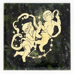 Магнит знак зодиака "Близнецы" камень змеевик