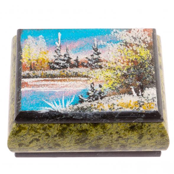 Шкатулка змеевик рисунок Весна 10х8х5 см 125913