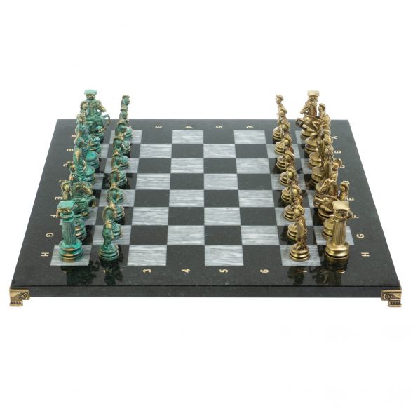 Шахматы &amp;quot;Древний Рим&amp;quot; фигуры бронза / патина 44х44 см серый мрамор 128387