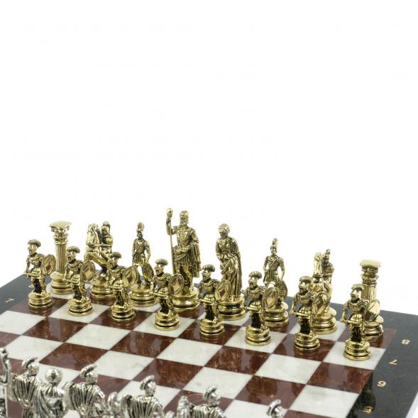 Шахматы сувенирные &amp;quot;Древний Рим&amp;quot; из камня мрамор и лемезит 44х44 см 121407