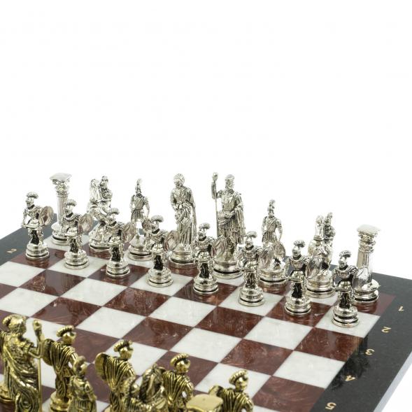 Шахматы сувенирные &amp;quot;Древний Рим&amp;quot; из камня мрамор и лемезит 44х44 см 121407