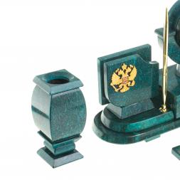 Настольный набор с символикой России из змеевика