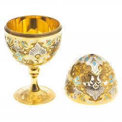 Сувенир яйцо 2 рюмки "Подарочное" с эмалью 40 мл Златоуст