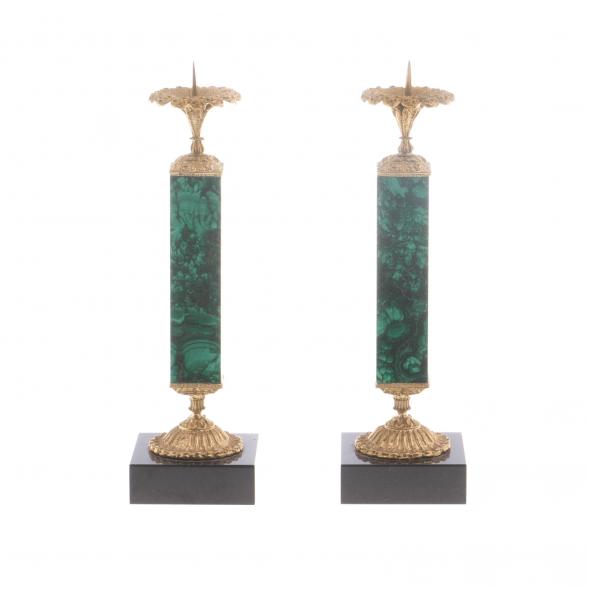 Подсвечники из малахита с бронзой пара 124322