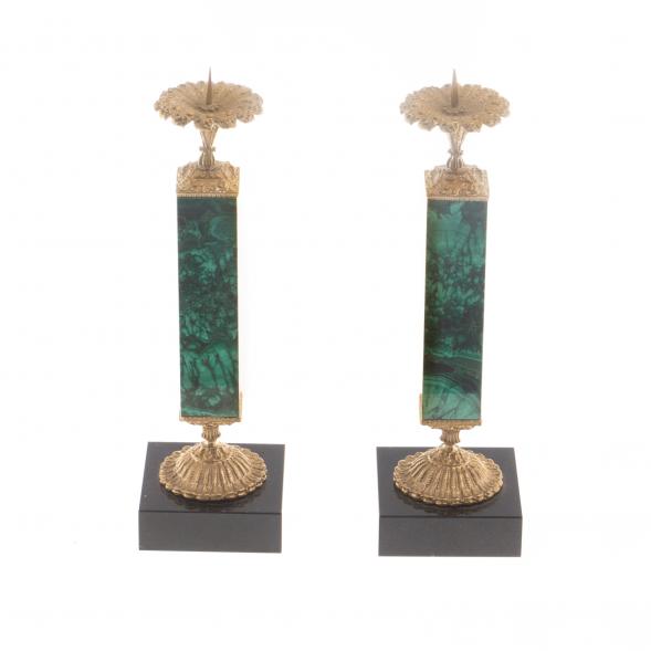 Подсвечники из малахита с бронзой пара 124322