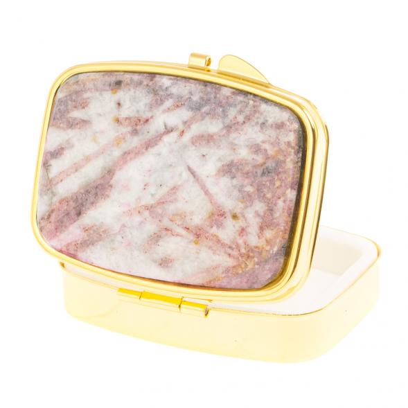 Таблетница на 2 отделения камень турмалин цвет золото 126510