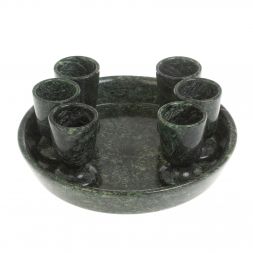 Водочный набор из змеевика 6 рюмок на подносе