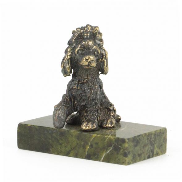 Бронзовая фигурка &amp;quot;Пудель&amp;quot; на подставке из змеевика 118617