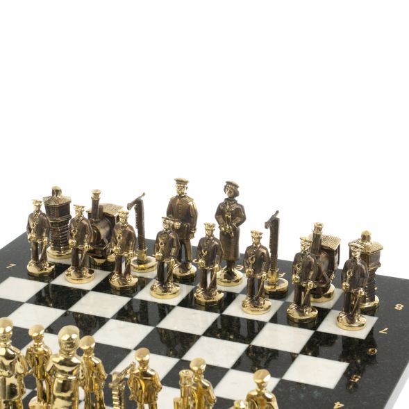 Шахматы сувенирные &amp;quot;Железнодорожники&amp;quot; бронза мрамор 40х40 см 127597