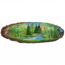 Панно на срезе дерева "Лето" горизонтальное 110-115 см каменная крошка