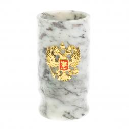 Карандашница &amp;quot;Герб РФ&amp;quot; из мрамора 6х6х11,5 см