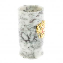 Карандашница &amp;quot;Герб РФ&amp;quot; из мрамора 6х6х11,5 см