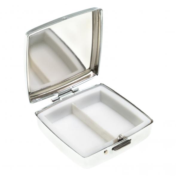 Таблетница на 2 отсека камень содалит цвет серебро 123356