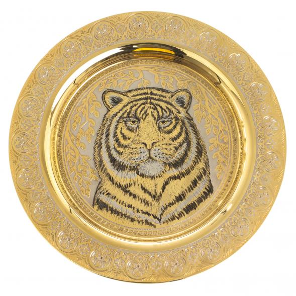 Подарочный набор &amp;quot;Тигр&amp;quot; тарелка и 3 стопки перевертыша Златоуст 123548