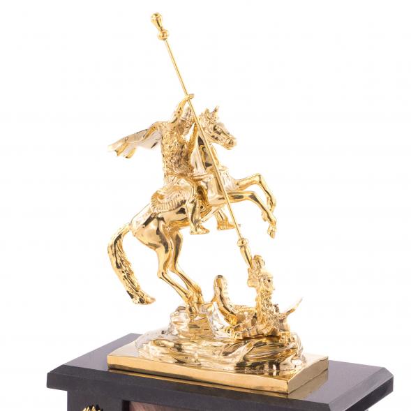 Часы из бронзы и натуральной яшмы &amp;quot;Георгий Победоносец&amp;quot; 115000