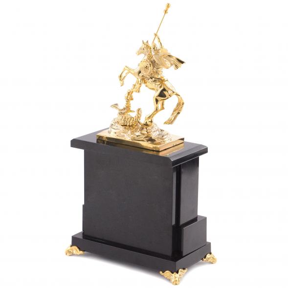 Часы из бронзы и натуральной яшмы &amp;quot;Георгий Победоносец&amp;quot; 115000