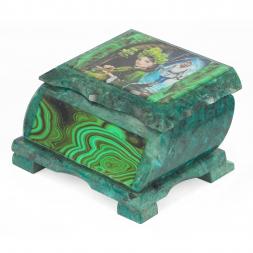 Шкатулка Хозяйка медной горы с иллюстрацией под малахит н1 13х10х7,5 см