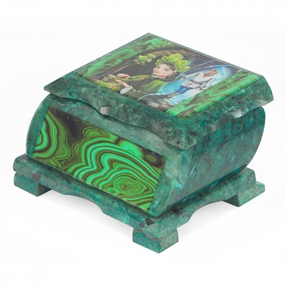 Шкатулка Хозяйка медной горы с иллюстрацией под малахит н1 13х10х7,5 см 118771