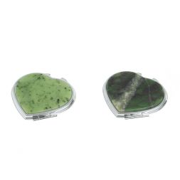 Зеркало карманное "Сердце" из нефрита цвет серебро