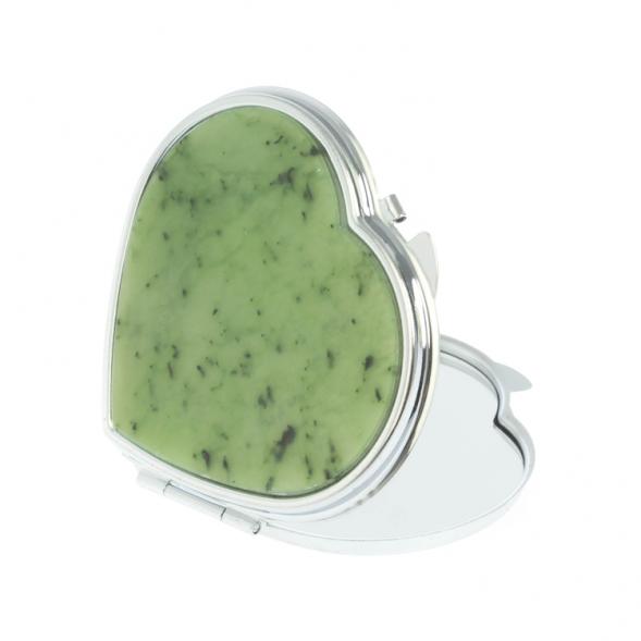 Зеркало карманное &amp;quot;Сердце&amp;quot; из нефрита цвет серебро 128063