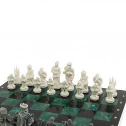 Шахматы &amp;quot;Средневековье&amp;quot; шабровский змеевик 40х40 см