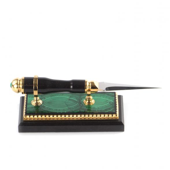 Канцелярский набор лупа и нож &amp;quot;Малахит&amp;quot; в подарочной коробке Златоуст 121216