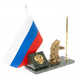 Флагшток с ручкой "Медведь рычащий" из змеевика