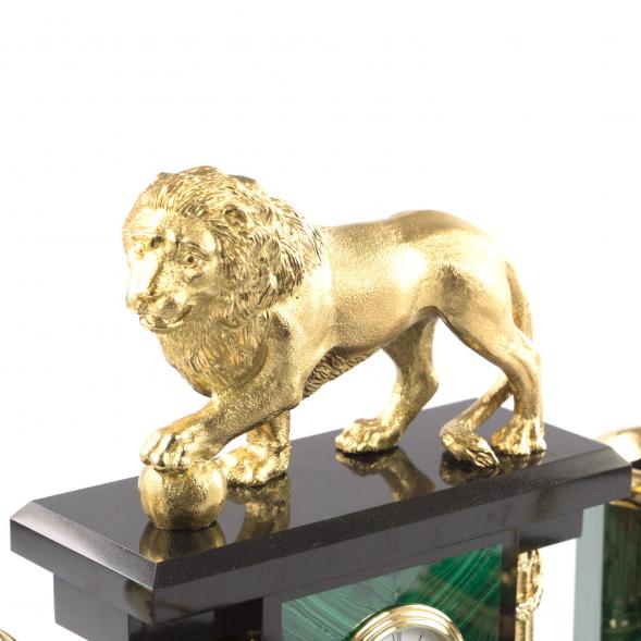 Набор на стол руководителю &amp;quot;Лев - Царь зверей&amp;quot; из камня малахит 121497