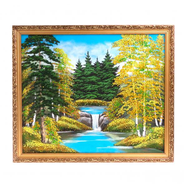 Картина &amp;quot;Осенний пейзаж&amp;quot; багет 57х67 см, рисунок каменная крошка 124169