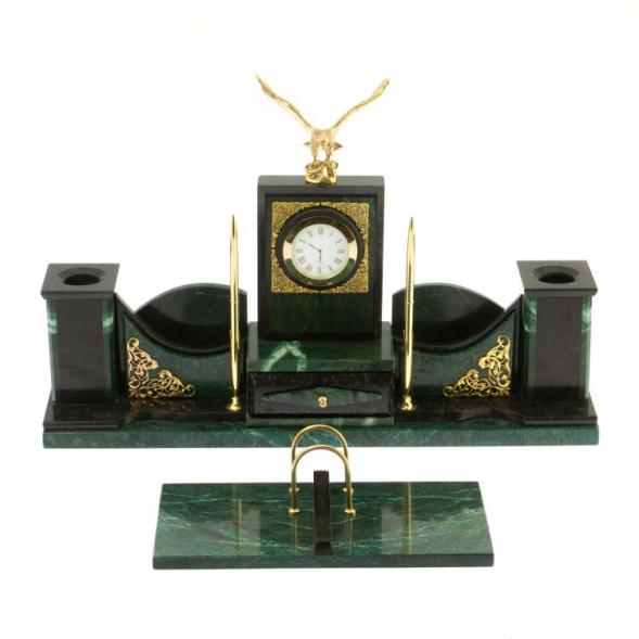 Настольный набор &amp;quot;Горный орел&amp;quot; змеевик темно-зеленый 124561