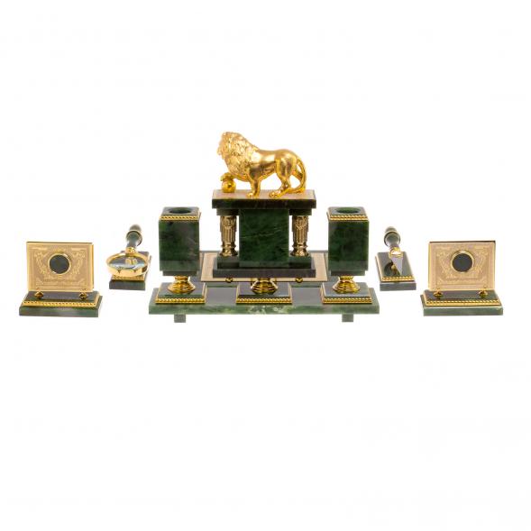 Письменный набор &amp;quot;Лев&amp;quot; нефрит Златоуст 126061