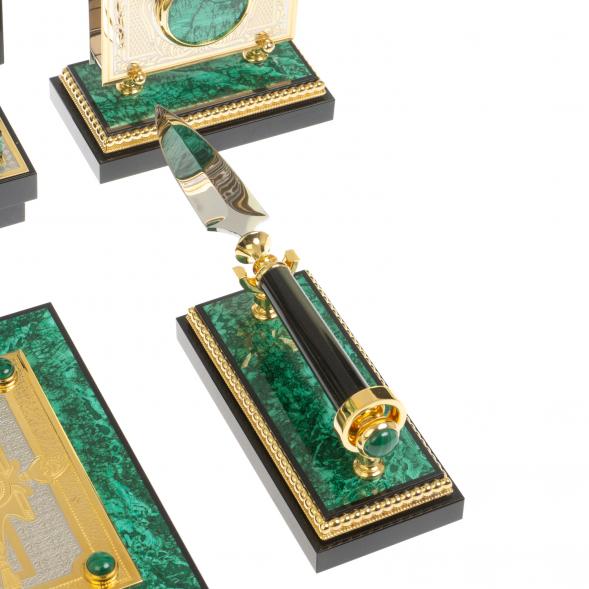 Настольный прибор &amp;quot;Орел&amp;quot; из малахита Златоуст 117886