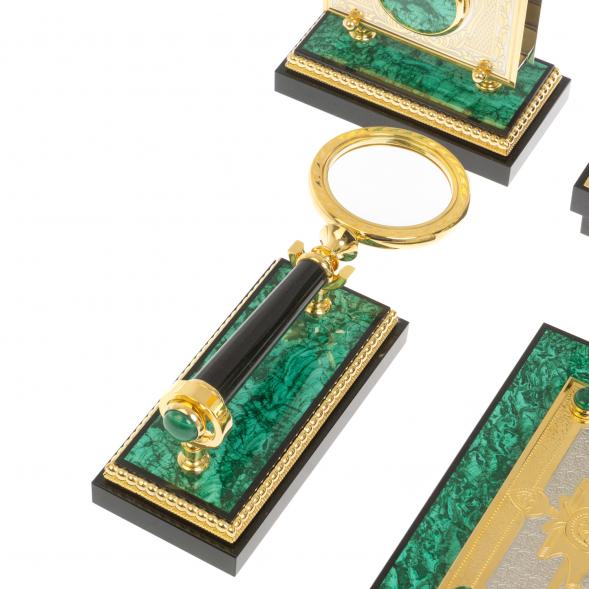 Настольный прибор &amp;quot;Орел&amp;quot; из малахита Златоуст 117886