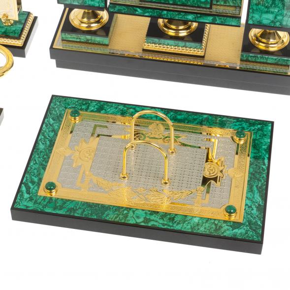 Настольный прибор &amp;quot;Орел&amp;quot; из малахита Златоуст 117886