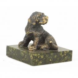 Статуэтка "Собачка средняя №1" из бронзы и змеевика