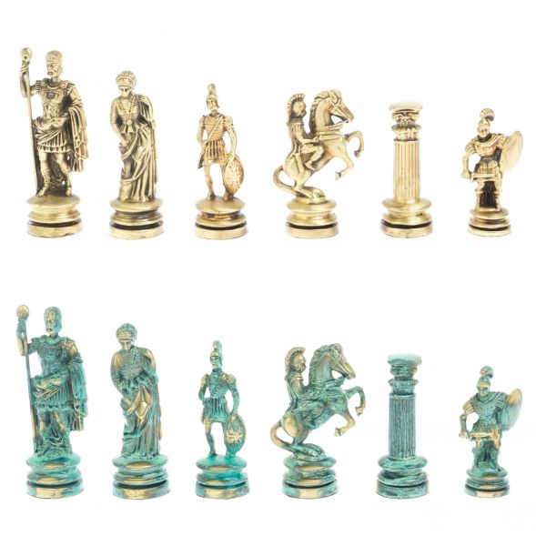 Шахматы &amp;quot;Древний Рим&amp;quot; фигуры бронза / патина 44х44 см змеевик 128389