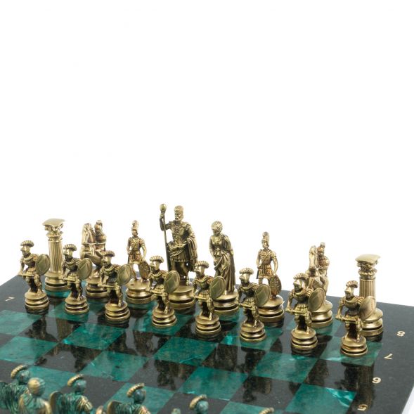 Шахматы &amp;quot;Древний Рим&amp;quot; фигуры бронза / патина 44х44 см змеевик 128389