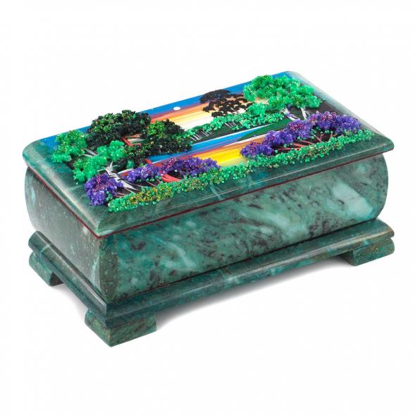 Шкатулка &amp;quot;Летний пейзаж&amp;quot; змеевик 18х9х7 см 119732