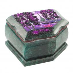 Шкатулка с расписной крышкой Рассвет 11х9х6,5 см