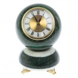 Часы &amp;quot;Шар Антистресс&amp;quot; из змеевика и мрамора 13х13х18 см