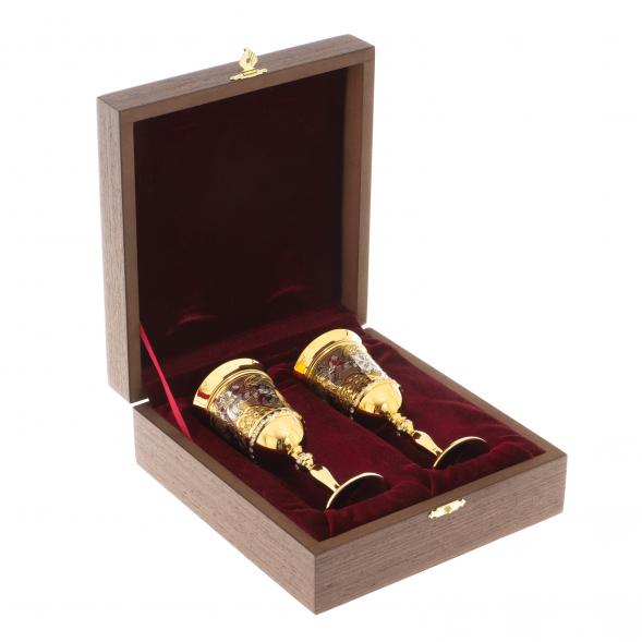 Фужеры для вина &amp;quot;Лилия&amp;quot; 2 шт с фианитами 70 мл Златоуст 122317