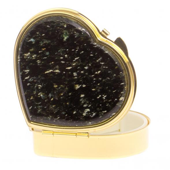Таблетница &amp;quot;Сердце&amp;quot; на 3 отделения камень мусковит, цвет золото 125683