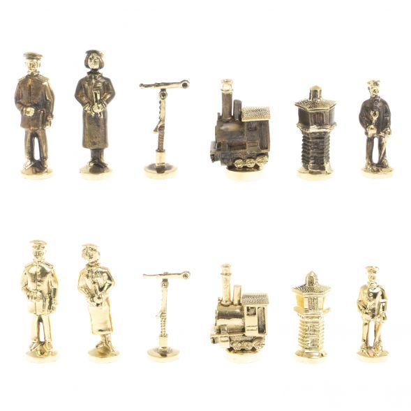 Шахматы подарочные &amp;quot;Железнодорожники&amp;quot; из бронзы и серого мрамора, доска 40х40 см 127600